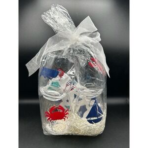 Nautical Summer Cheer Gift Set C&F Flour Sack Towel & 4 Acrylic Tumblers Lobster